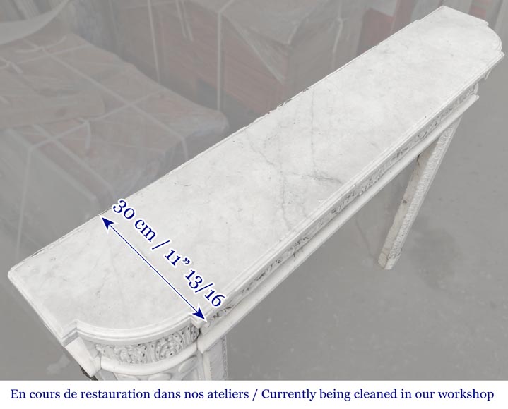 Finely carved Louis XVI style fireplace in statuary marble-17