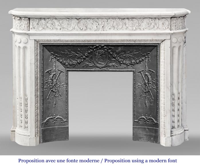 Finely carved Louis XVI style fireplace in statuary marble-18
