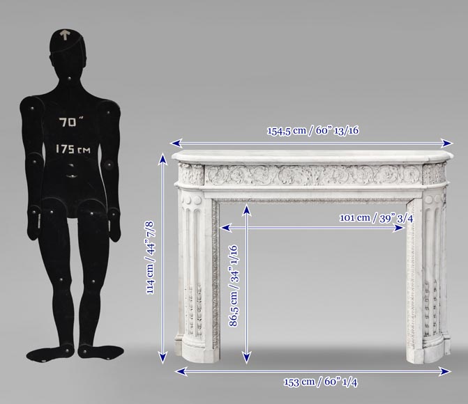 Finely carved Louis XVI style fireplace in statuary marble-19