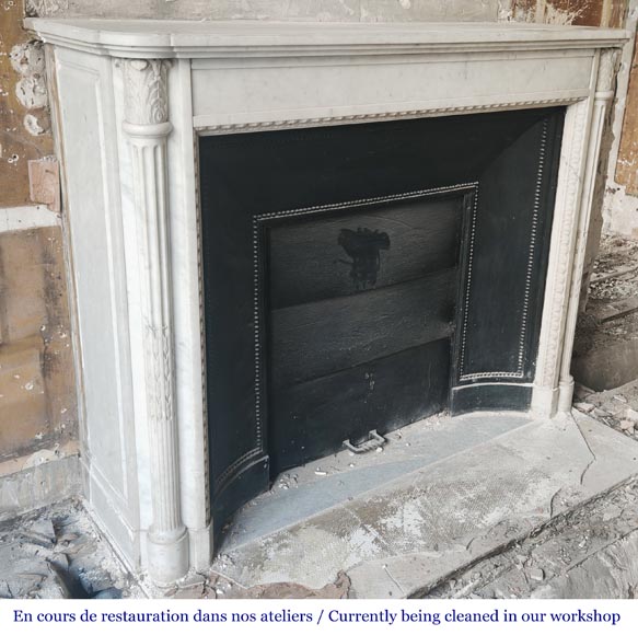 Louis XVI style fireplace in Conne marble, with slender fluted columns-2