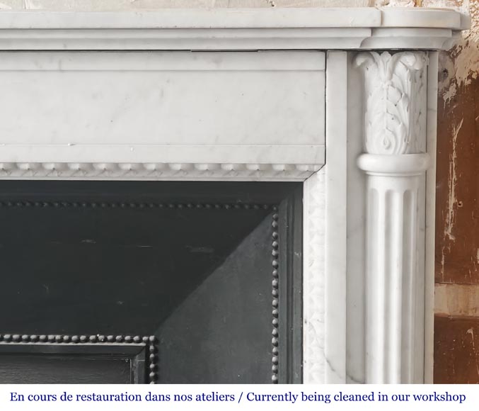 Louis XVI style fireplace in Conne marble, with slender fluted columns-7