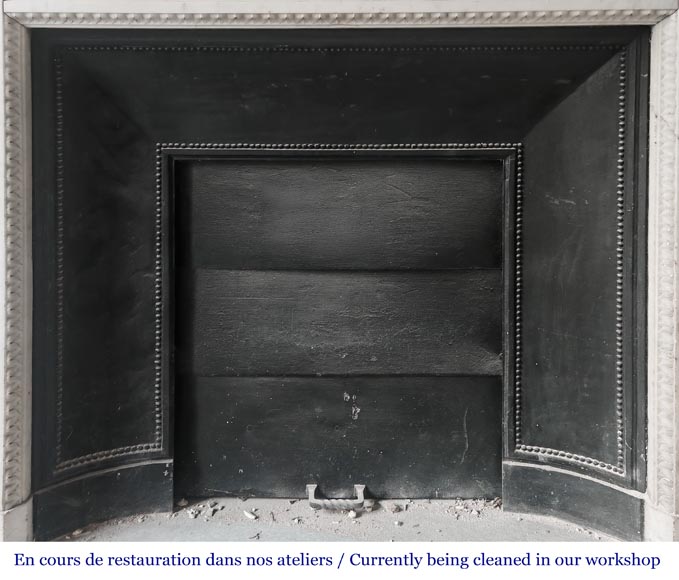 Louis XVI style fireplace in Conne marble, with slender fluted columns-9