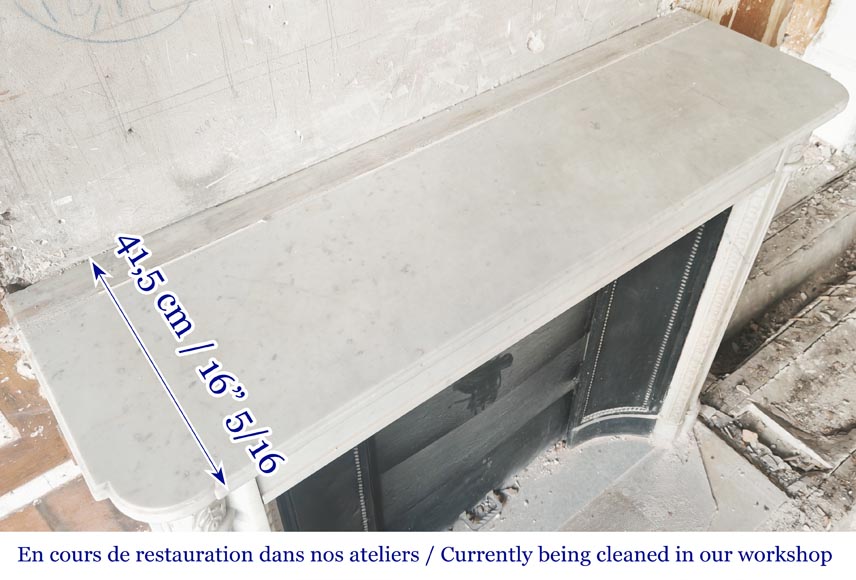 Louis XVI style fireplace in Conne marble, with slender fluted columns-10