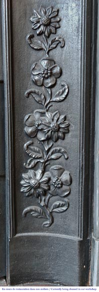 Louis XVI style fireplace with rounded corners, in blue Turquin marble Louis XVI style fireplace with rounded corners, in blue Turquin marble-9