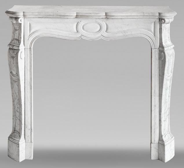 Louis XV style Pompadour model fireplace, in Carrara marble Louis XV style Pompadour model fireplace, in Carrara marble-0