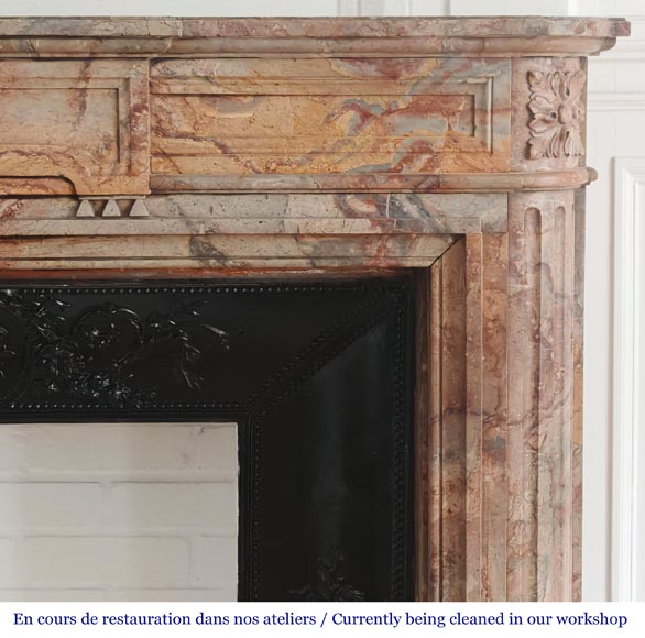 Louis XVI style fireplace with rounded corners in colored marble Louis XVI style fireplace with rounded corners in colored marble-7