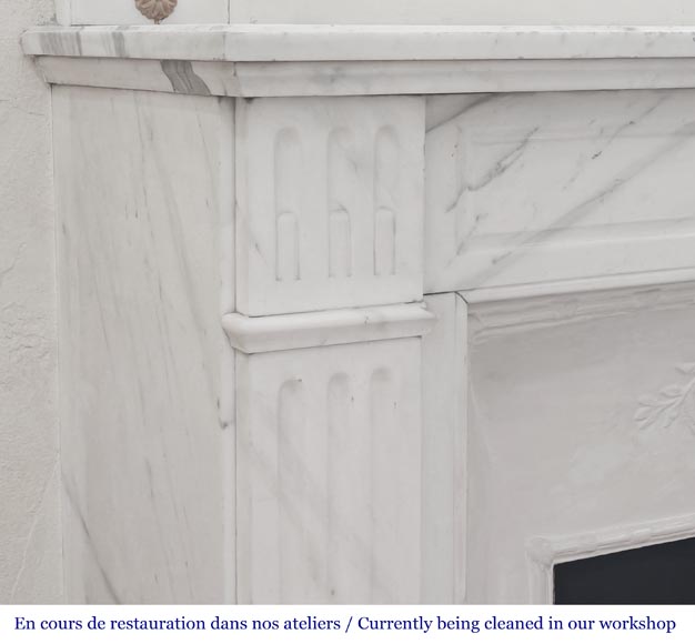 Louis XVI style fireplace in semi-statuary marble, decorated with a sunflower Louis XVI style fireplace in semi-statuary marble, decorated with a sunflower-3