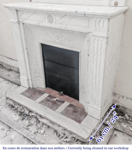 Louis XVI style fireplace in semi-statuary marble, decorated with a sunflower Louis XVI style fireplace in semi-statuary marble, decorated with a sunflower-5