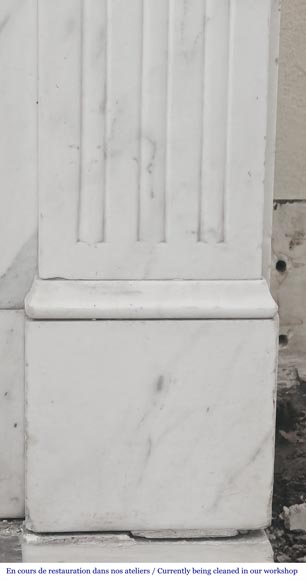Louis XVI style fireplace in semi-statuary marble, decorated with a sunflower Louis XVI style fireplace in semi-statuary marble, decorated with a sunflower-7