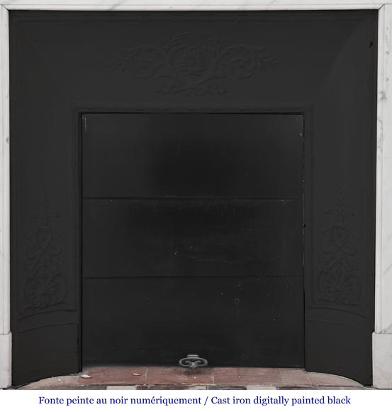 Louis XVI style fireplace in semi-statuary marble, decorated with a sunflower Louis XVI style fireplace in semi-statuary marble, decorated with a sunflower-8