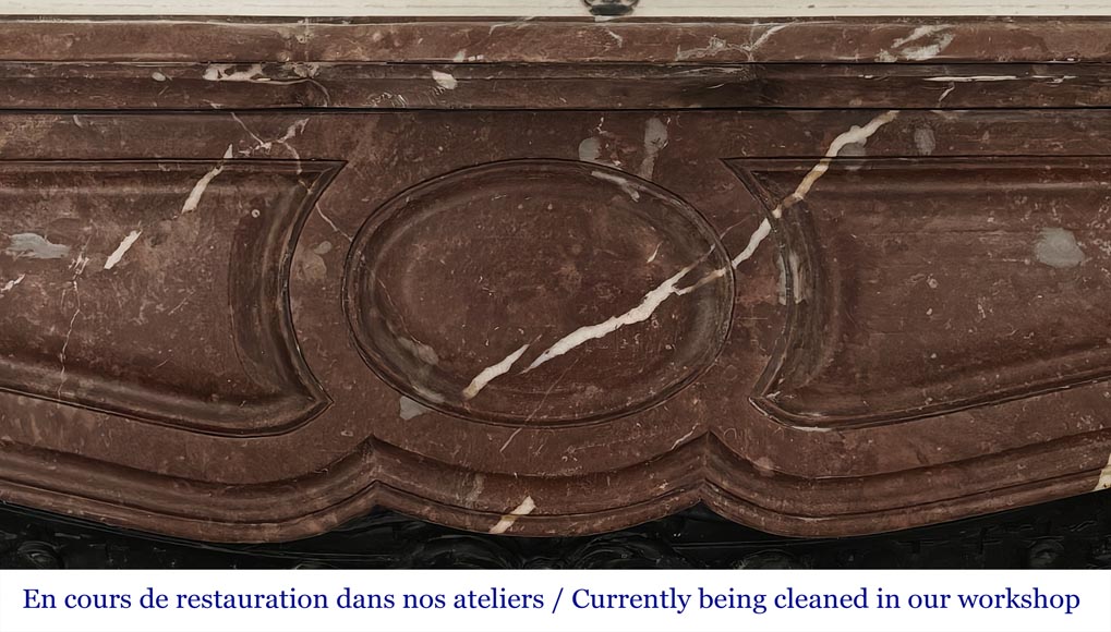 Louis XV style Pompadour model fireplace in northern red marble Louis XV style Pompadour model fireplace in northern red marble-1