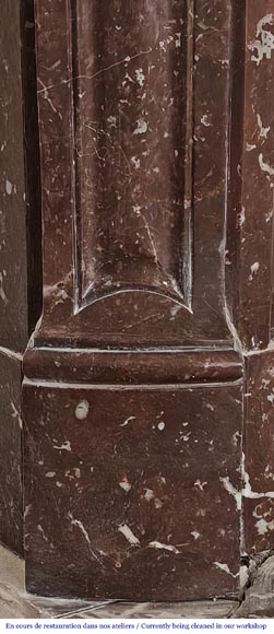 Louis XV style Pompadour model fireplace in northern red marble Louis XV style Pompadour model fireplace in northern red marble-4