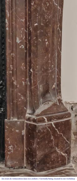 Louis XV style Pompadour model fireplace in northern red marble Louis XV style Pompadour model fireplace in northern red marble-7
