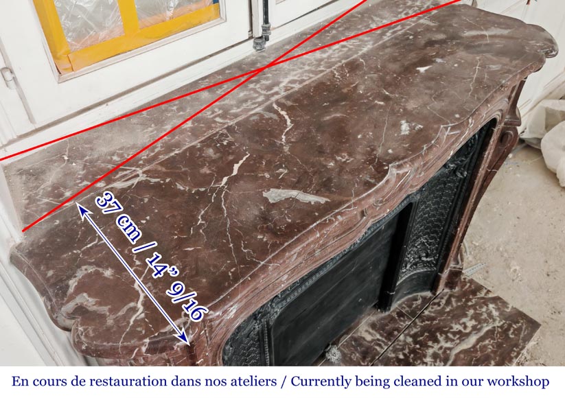 Louis XV style Pompadour model fireplace in northern red marble Louis XV style Pompadour model fireplace in northern red marble-10