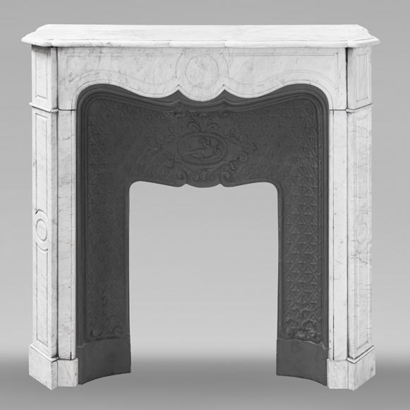 Louis XV style Pompadour model fireplace in Carrara marble Louis XV style Pompadour model fireplace in Carrara marble-0