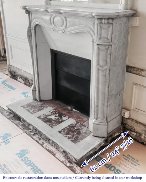 Louis XV style fireplace, Pompadour model, in Carrara marble Louis XV style fireplace, Pompadour model, in Carrara marble-5