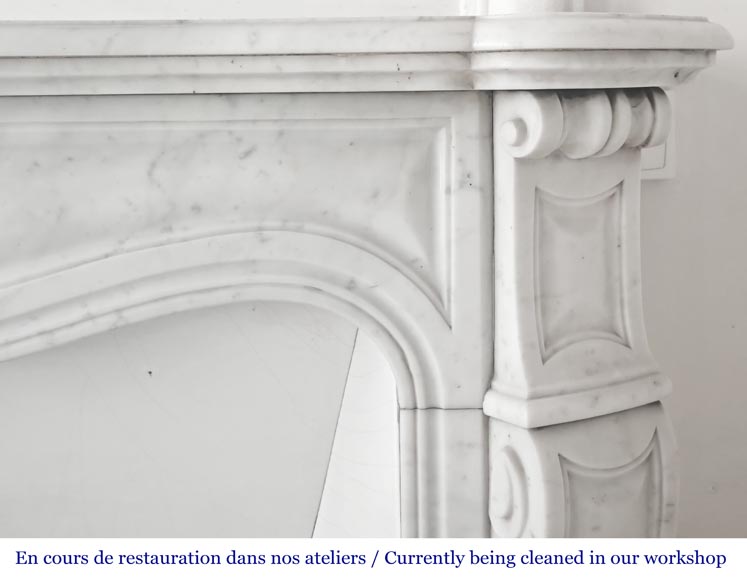Louis XV style fireplace, Pompadour model, in Carrara marble Louis XV style fireplace, Pompadour model, in Carrara marble-6