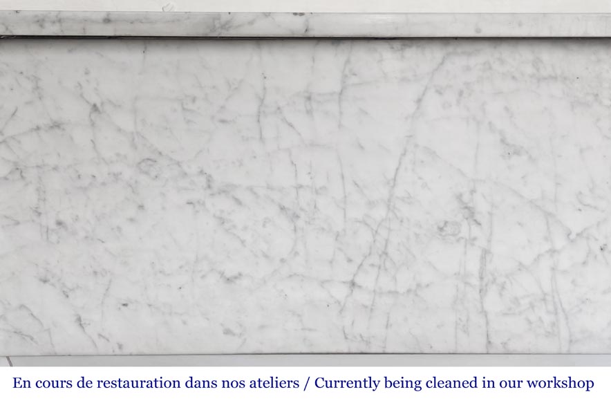 Art Deco style fireplace in veined Carrara marble Art Deco style fireplace in veined Carrara marble-1