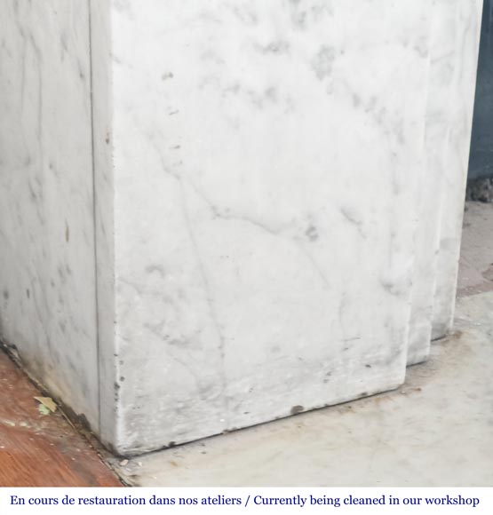 Art Deco style fireplace in veined Carrara marble Art Deco style fireplace in veined Carrara marble-4