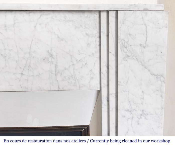 Art Deco style fireplace in veined Carrara marble Art Deco style fireplace in veined Carrara marble-6
