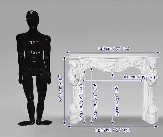 Late 18th-century Venetian fireplace in statuary marble, featuring animal ornamentation-16