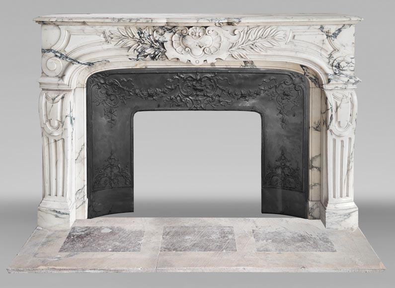 Regency-style Paonazzo marble fireplace, decorated with palm fronds Regency-style Paonazzo marble fireplace, decorated with palm fronds-0