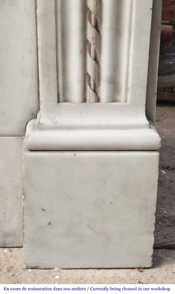 Louis XVI style Carrara marble fireplace with bead and rosette ornamentation Louis XVI style Carrara marble fireplace with bead and rosette ornamentation-13