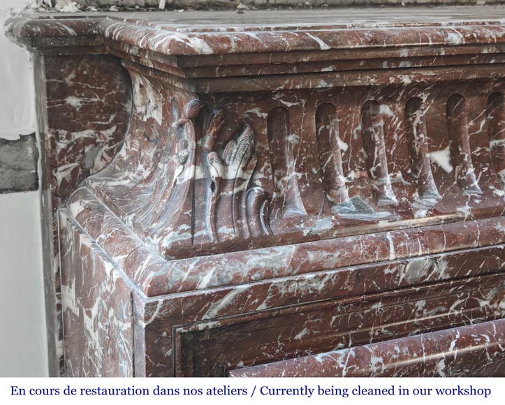 Louis XIV-style fireplace with acroterion, in Rouge du Nord marble Louis XIV-style fireplace with acroterion, in Rouge du Nord marble-3