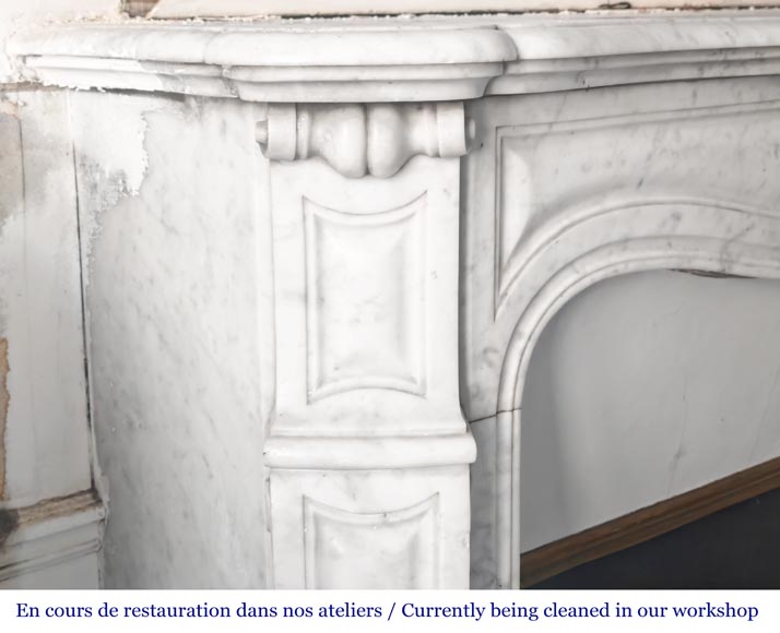 Louis XV-style fireplace, Pompadour type, in Carrara marble Louis XV-style fireplace, Pompadour type, in Carrara marble-3
