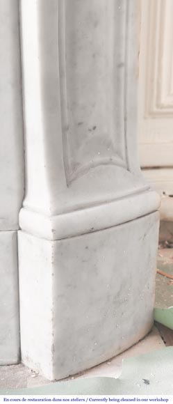 Louis XV-style fireplace, Pompadour type, in Carrara marble Louis XV-style fireplace, Pompadour type, in Carrara marble-7