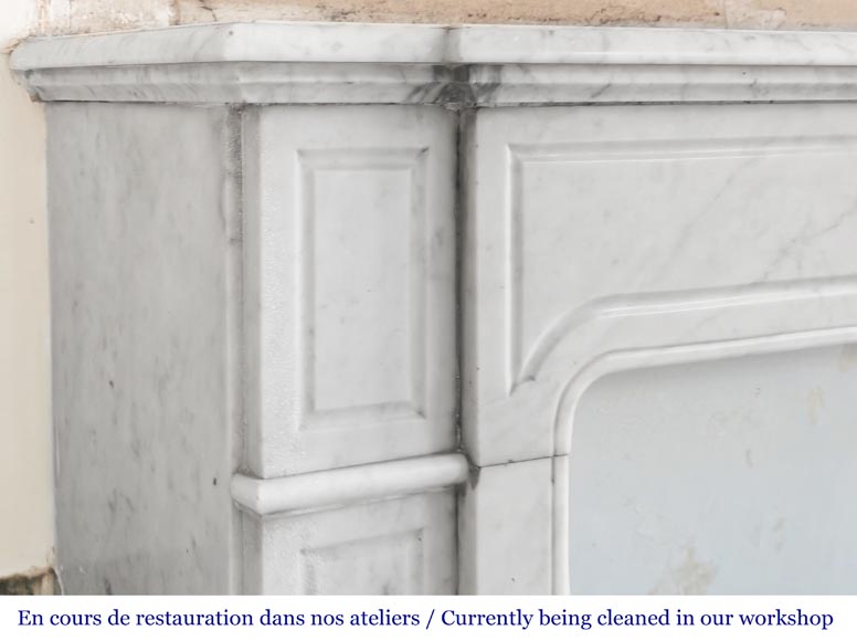 Straight-fronted Louis XV style fireplace, Pompadour model, in Carrara marble Straight-fronted Louis XV style fireplace, Pompadour model, in Carrara marble-3