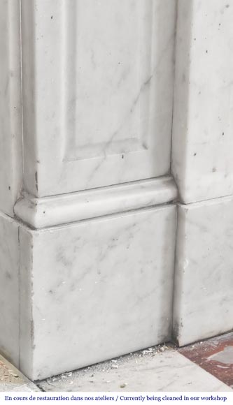 Straight-fronted Louis XV style fireplace, Pompadour model, in Carrara marble Straight-fronted Louis XV style fireplace, Pompadour model, in Carrara marble-4