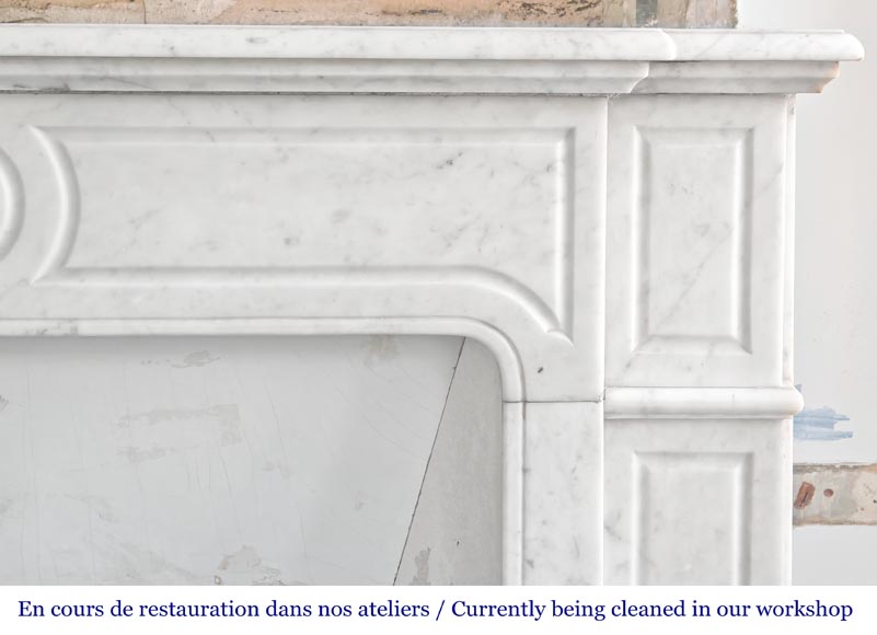 Straight-fronted Louis XV style fireplace, Pompadour model, in Carrara marble Straight-fronted Louis XV style fireplace, Pompadour model, in Carrara marble-6