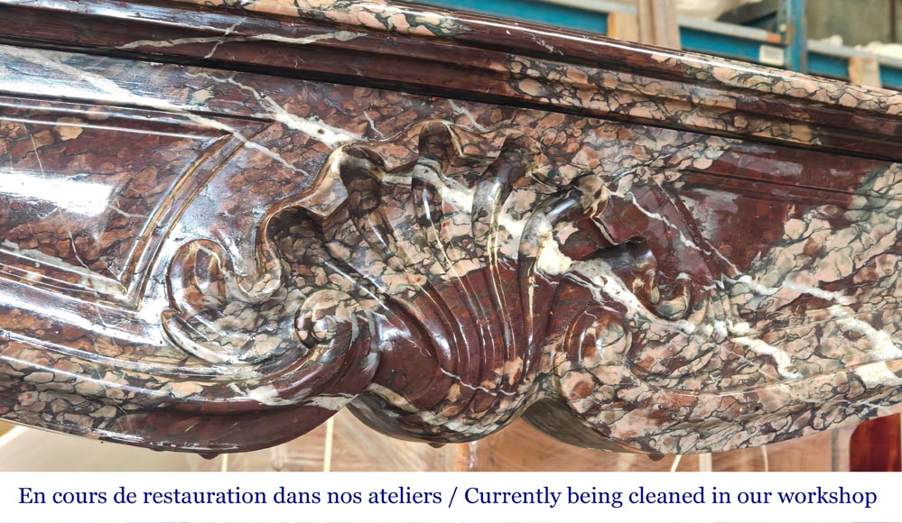 Louis XV style fireplace in Campan marble, decorated with a shell motif Louis XV style fireplace in Campan marble, decorated with a shell motif-2