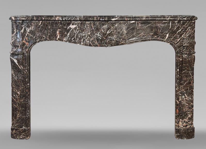 Period Louis XV fireplace in veined grey marble Period Louis XV fireplace in veined grey marble-0