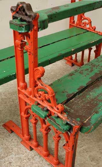 Pair of Gothic Benchs from 1860 Pair of Gothic Benchs from 1860-2