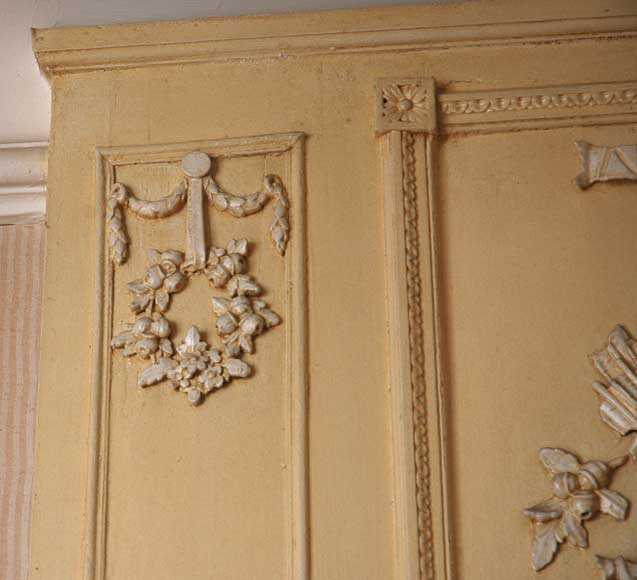 Antique Louis XVI period Trumeau mirror with musical symbols Antique Louis XVI period Trumeau mirror with musical symbols-1