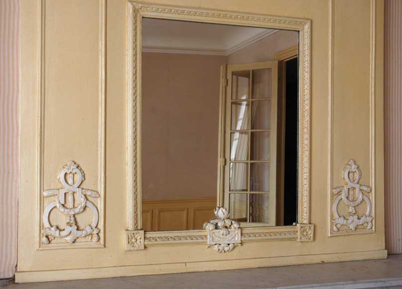 Antique Louis XVI period Trumeau mirror with musical symbols Antique Louis XVI period Trumeau mirror with musical symbols-3