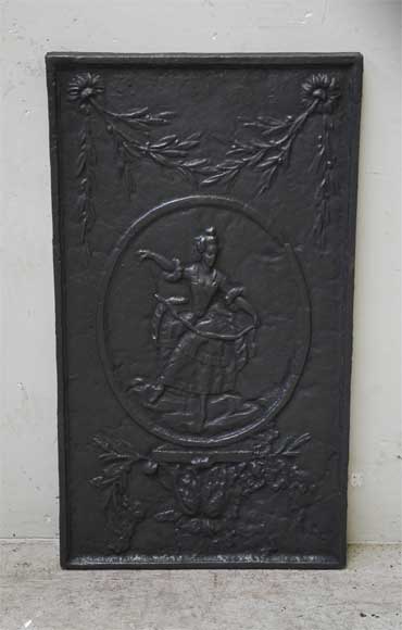 Antique cast iron fireback with a dancer Antique cast iron fireback with a dancer-0