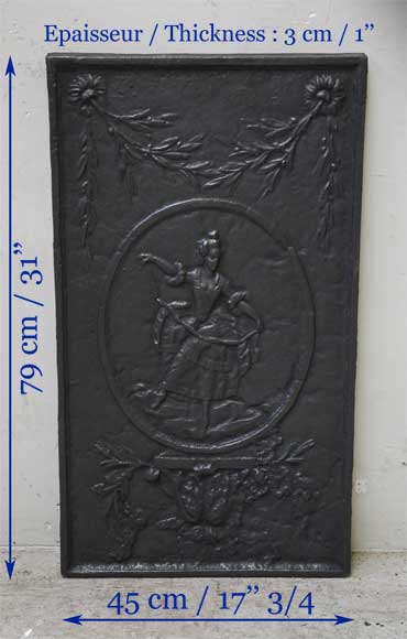Antique cast iron fireback with a dancer Antique cast iron fireback with a dancer-5