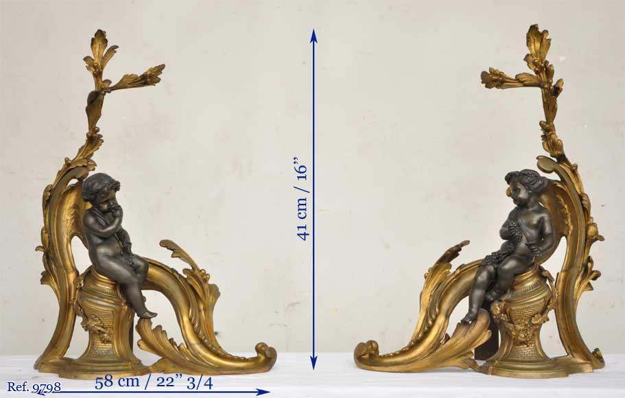 Antique firedogs with wine allegory Antique firedogs with wine allegory-7