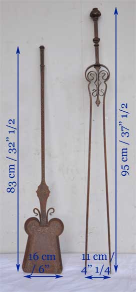 Fireplaces' accessories : plier and shovel with geometrical decoration Fireplaces' accessories : plier and shovel with geometrical decoration-6